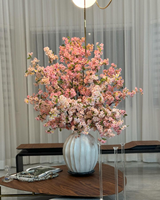 Bonsaï d'Intérieur Artificiel de Qualité Supérieure, Arbre Ornemental de Cerisier en Fleur avec Pot