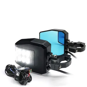 N2-重型升级UTV侧镜45w发光二极管，具有最佳功能，蓝色防眩光适合所有1.6 "-2" UTV滚架杆