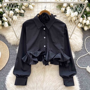 Nouvelle arrivée, <span class=keywords><strong>chemise</strong></span> pour femmes à manches longues plissée au design tendance, printemps - Product Image 3