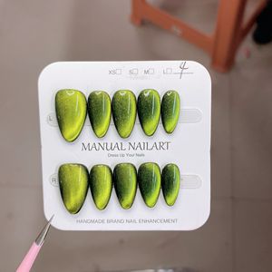 Bán buôn cao cấp gói qua biên giới handmade Wearable Nail Cat Eye ngón tay Báo Chí trên móng tay handmade móng tay giả - Product Image 5