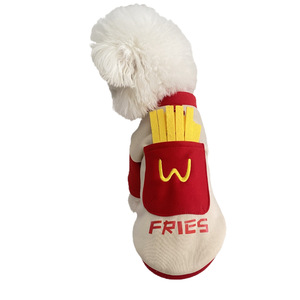 Sweat-shirt pour animaux de compagnie French Fries Hoodie, rouge, rembourré, manteau d'automne/hiver, vêtements amusants pour chiens - Product Image 3