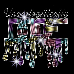 Unapologetically Black History Coloré Mélanine Fer sur Hotfix Transfert Bling Bling Costume Strass Cristal Transfert DIY - Product Image 1