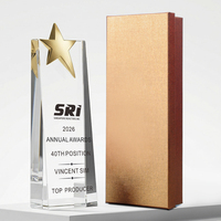 Trofeo de Cristal K9 con Estrella Pulida en la Parte Superior, Grabado Láser 3D Personalizado, Ecológico, Hecho a Mano, Premio Deportivo de Oro, Plata y Bronce para Campeones