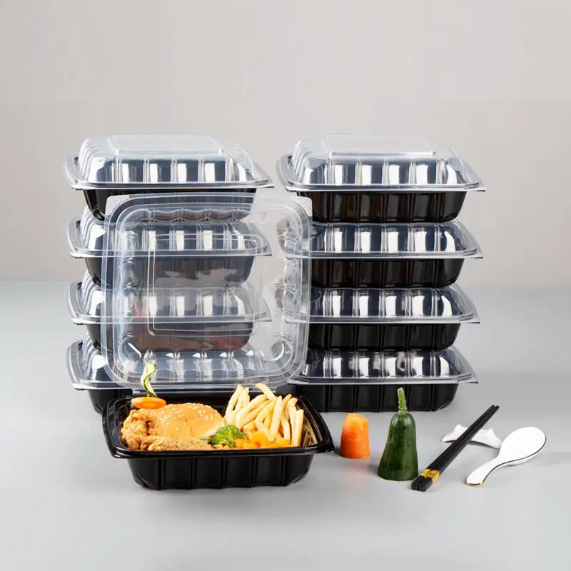 Newest Dual Color Clamshell Hinged Blister Plastic Salad Foldable Packing Food Disposable Recycle Box Container With Lid
