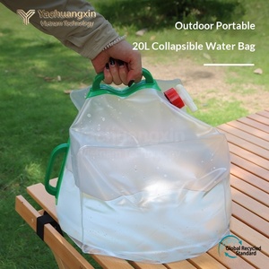 Folding Water Bladder 10L PEVA Outdoor Camping Hydration <b>Bag</b> with Faucet and Green Handles - Product Image 4