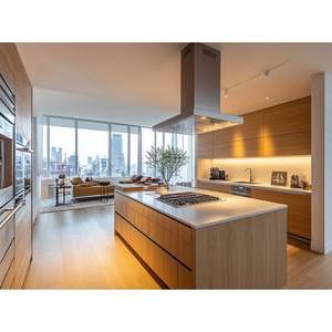 Gabinetes de Cocina Modernos de Lujo, Diseño Personalizado para Apartamentos y Villas, Juego Completo Integrado, Puertas de Acrílico, Estructura de Acero Inoxidable, Encimera de Cuarzo - Product Image 2