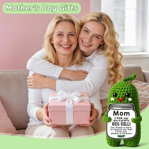 Poupée en peluche crochetée à <span class=keywords><strong>la</strong></span> main en forme de cornichon, cadeau amusant et positif pour <span class=keywords><strong>la</strong></span> fête des Mères, pour maman, fille, fils, figurine et jouet de Noël - Product Image 5