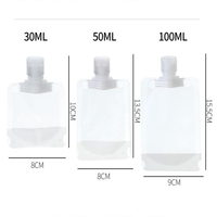Voyage 30Ml 50Ml 100Ml Mat Transparent Clair Bec Stand Up Sac Corps Gommage Squeeze Pouch Avec Flip Caps Pour Cosmétiques