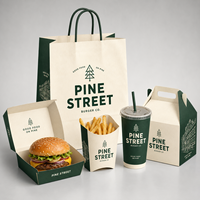 Conteneur jetable en carton personnalisé avec logo pour emballage alimentaire (burgers, tendres de poulet, frites) – Idéal pour les entreprises de livraison à emporter