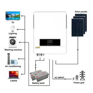 Новое поступление, гибридный солнечный инвертор 3 кВт, 4 кВт, 5 кВт, 6 кВт с немодулированным синусоидальным сигналом 24 В, 48 В до 220 В, 230 В с контролем Заряда Mppt