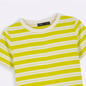 T-shirt en tricot à manches courtes rayé à col rond pour femme MERITORIOUS INTERNATIONAL, coupe décontractée - Product Image 6