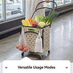 Panier de courses roulant avec crochets latéraux et roues pour supermarché, épicerie et rangement domestique – Meilleure vente en Australie - Product Image 3