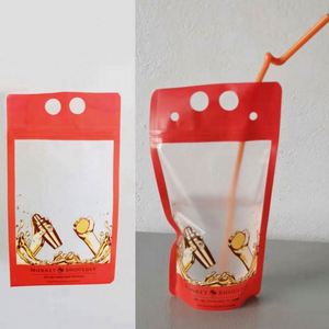 Biodegradable Beverage Bags Plastic Frozen Juice Drink Pouches with Straw - Product Image 5