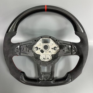Volant en cuir fibre de carbone pour Volkswagen <span class=keywords><strong>Golf</strong></span> <span class=keywords><strong>7</strong></span> GTI <span class=keywords><strong>Golf</strong></span> <span class=keywords><strong>R</strong></span> MK7 pour VW Polo GTI Jetta Passat B8 Tiguan Sharan Touran - Product Image 3