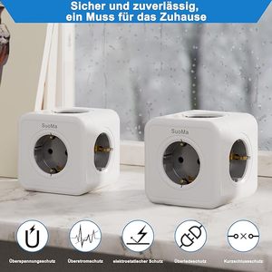 ปลั๊กไฟฟ้าแบบพกพา รุ่นใหม่ ดีไซน์ทันสมัย 5 ช่องเสียบ EU  แบบ Power Cube รองรับกระแสไฟ 16A  ทองแดงคุณภาพสูง ปลั๊กมาตรฐานยุโรป ได้รับการรับรอง KC GS CE - Product Image 5