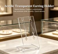 Support à boucles d'oreilles transparent en acrylique sur mesure, livraison rapide, bords polis lisses, base stable, directement de l'usine