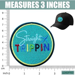 แผ่นปักลาย Straight Trippin ขนาด 3 นิ้ว แบบรีดติดหรือเย็บติด สำหรับตกแต่งกระเป๋าเดินทาง - Product Image 3