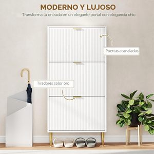 SENYU Meuble à chaussures autoportant moderne avec 2 tiroirs, rangement gain de place pour entrée, mobilier de maison, design minimaliste, bois blanc - Product Image 4