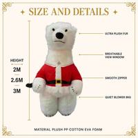 Costume de mascotte géant gonflable d'ours polaire, tenue de Père Noël en peluche gonflable pour événements de Noël, défilés de centres commerciaux, publicité et fêtes