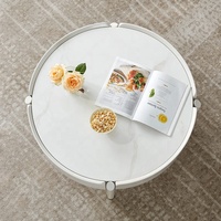 DW1188 Quanu bon prix mobilier de salon simple table basse haute et courte table basse ronde blanche moderne avec rangement