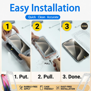 Custom <b>Screen</b> <b>Protector</b> Tempered Glass with Easy Applicator for iPhone 14-18 Pro Easy Installation Kit Dust-Free Tray Glass Film - Product Image 4