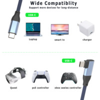 Câble USB C vers USB C à angle droit pour casque VR Oculus Quest Link USB3.2 GEN1 5 Gbps, 5 m