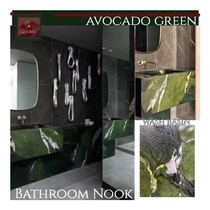 Lavabo de Mármol Verde Aguacate GOLDKING, Lavabo de <span class=keywords><strong>Piedra</strong></span> Natural de Lujo para Baños Modernos e Interiores de Alta Gama - Product Image 2