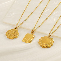Collier pendentif rectangulaire texturé en acier inoxydable 304 plaqué or 18 carats sous vide, chaîne de 45 cm, bijoux géométriques minimalistes couleur or