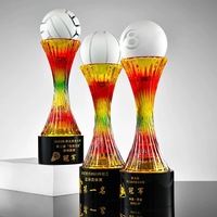 Nouveau Design Basketball Football Volley-ball Golf Billard Verre de cristal coloré Prix Trophées MH-J0268