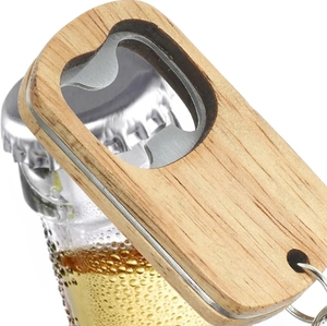 Porte-clés décapsuleur en bois pour bar et <span class=keywords><strong>restaurant</strong></span>, en alliage, étanche, avec impression typographique, pour mousquetons promotionnels - Product Image 1