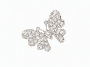 18K White Gold Whimsical <b>Twin</b> Butterfly Pendant With Full Diamond Pave Playful Romantic Jewelry - Product Image 1