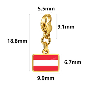 Pendentifs Breloques Mini Drapeaux Nationaux Étanche en Acier Inoxydable Plaqué Or 18 carats PVD, Breloque Drapeau Mexique USA pour Bracelet - Product Image 5