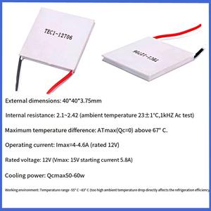 Chất lượng cao TEC1-12706 Nhiệt Cooler Peltier 40*40 mét 6A 12V mới bán dẫn làm lạnh 12706 Tec Peltier mô-đun - Product Image 5