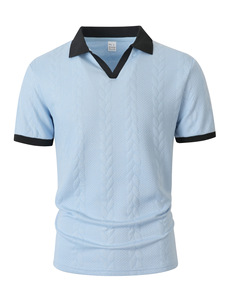 เสื้อโปโลผู้ชาย แขนสั้น คอวี ทรงเข้ารูป ผ้าถักเนื้อนุ่ม สไตล์ลำลอง ธุรกิจ - Product Image 3