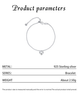 Bracelet à breloques en argent 925, cœur brillant, cœur gonflé, chaîne en argent, minimaliste, à porter tous les jours, bijoux unisexes - Product Image 2
