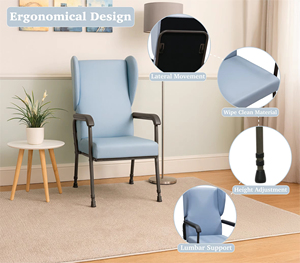 Silla Apilable Ergonómica para Pacientes con Respaldo Alto y Asiento Acolchado para Entornos de Atención Médica - Product Image 4