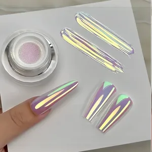 Polvo de Cromo para Uñas con Efecto Cojín de Aire, Pigmento Japonés Unicornio Neón Sirena Macaron Espejo Mágico Aurora Brillante para Arte de Uñas - Product Image 1