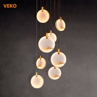 Plafonnier led suspendu en pierre naturelle au design moderne, luminaire décoratif d'intérieur, idéal pour un loft, un restaurant