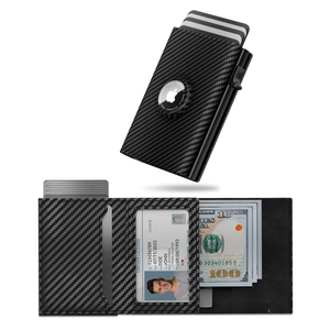 Portefeuille homme RFID personnalisé grande capacité, fin, en microfibre, avec porte-cartes automatique anti-vol en métal, vente en gros - Product Image 1