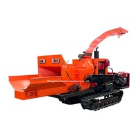 Broyeur de bois multifonctionnel sur chenilles pour moteur et engin, machine à découper les branches, la paille et le bambou, broyeur de bois humide/sec, capacité 6t/h