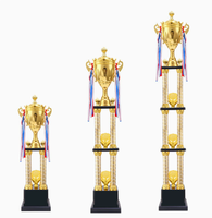 Trophée JIATAO en métal gravé à quatre colonnes pour les compétitions sportives de marathon, de basketball et de football pour enfants, personnalisable