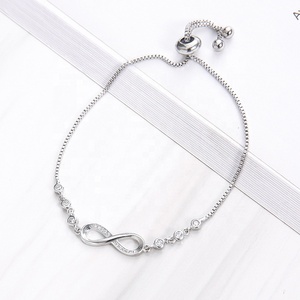 <span class=keywords><strong>Bracciale</strong></span> Infinito in Ottone Placcato Argento con Zirconi Cubici per Ragazze - Product Image 4