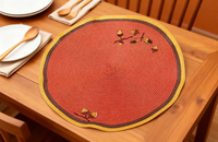 Tapis et sous-plats jetables en plastique écologiques marron de luxe, classiques, jacquard, texture riche, brodés