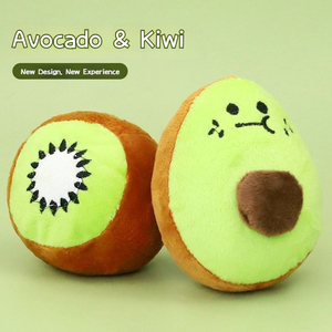 Juguete Sonoro Redondo de <span class=keywords><strong>Kiwi</strong></span> y Aguacate, Juguete de Frutas de Dibujos Animados, Suministros para Mascotas - Product Image 2
