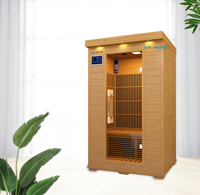 Design moderne pour 2 personnes Bain de vapeur infrarouge lointain Sauna Panneau de commande par ordinateur Chauffage au carbone 7 chauffages électriques en bois de pruche massif