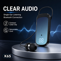 Auriculares con Clip para Cuello K65, 5.2 ENC, Cable Retráctil, Almacenamiento con un Solo Botón, Vibración de Llamadas Entrantes, Pantalla Digital, 140mAh, 200H