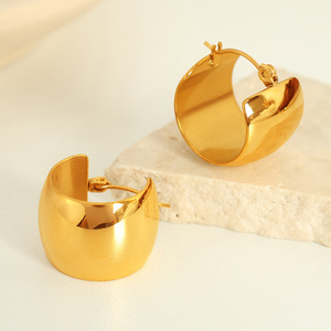 Pendientes de aro en forma de corazón, aleación de zinc dorada, joyería de moda para mujer EH531 EH532 - Product Image 2