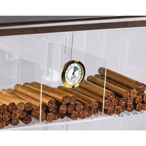 Humidor de exhibición de madera acrílica grande Humidor hecho a mano Caja de escritorio de tabaco de cedro con humidificador - Product Image 3