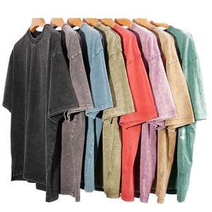 Camiseta de Manga Corta 100% Algodón, Lisa, Casual, Lavado Ácido, Transpirable, Antiarrugas, Antiretráctil, Personalizable, Estilo Vintage, Talla Grande - Product Image 1