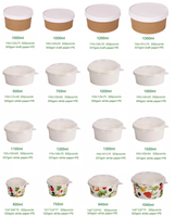Bols en papier jetables carrés et ronds en kraft pour soupe et salade, avec couvercles, personnalisables avec logo imprimé, recyclables, 16 oz, 24 oz, 32 oz